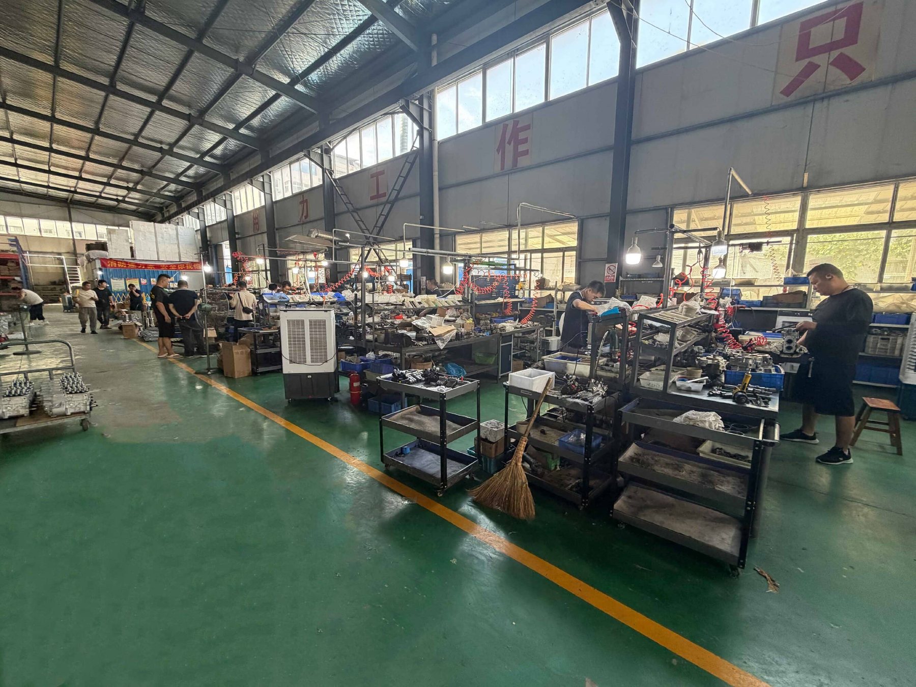 Fuel injection pump assembly hall full of finished pumps